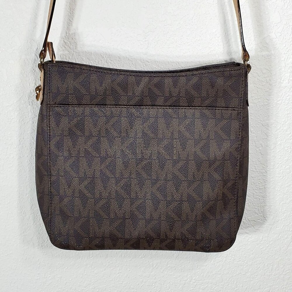 Michael Kors Brown Signature MK Monogram Crossbody Bag & Matching Wallet Set - Picture 6 of 16